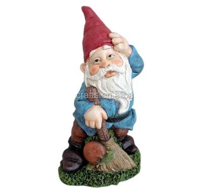 China Traditional Polyresin Garden Sculptural Standing Gnome Statuary for sale