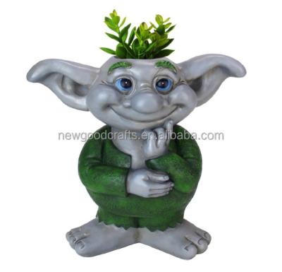 China Traditional Cute Troll Planter Pots Funny Decorative Garden Pots For Succulents for sale