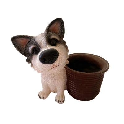 China Europe Decorative Dog Resin Flower Pot Planter Bonsai Garden Pot Decor for sale