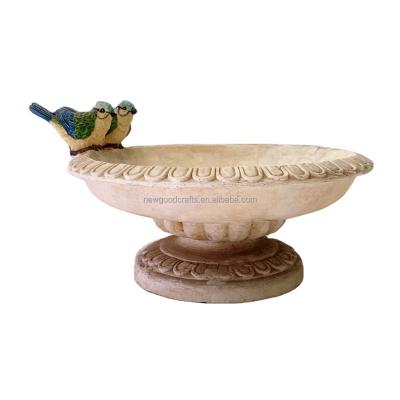 China Traditional Outdoor Bird Bath Elegant Faux Stone Designed Garden Ornament Made From Polyresin, Bird Bath Feeder for sale