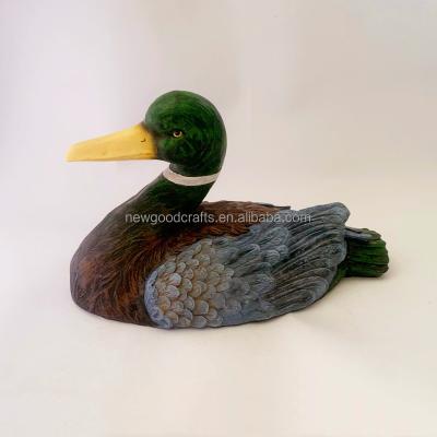 China Handcrafted Polyresin Lure Mallard Drake Lifesize Floating Duck Ducklings Fish Pond Ornament for sale