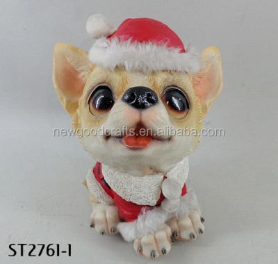 China Worldwide Lovely Puppy Christmas Figurine Resin Dog Christmas Ornament Figurine For Gift for sale