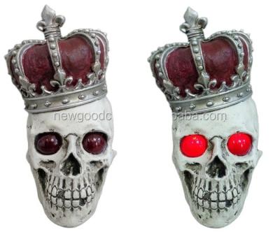 China Around The World Halloween Decoration Skulls With Light Up Polyresin Eyes for sale