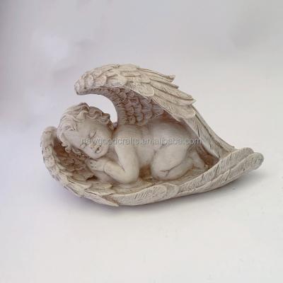 China Europe Resin Garden Statue Lying Angel In Wing for sale