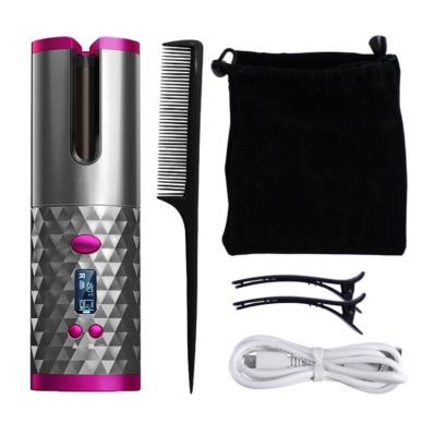 China LCD Electric Hair Curlers Travel Wireless USB Rechargeable Professional Electric Mini Hair Curler Automatic Machine for sale