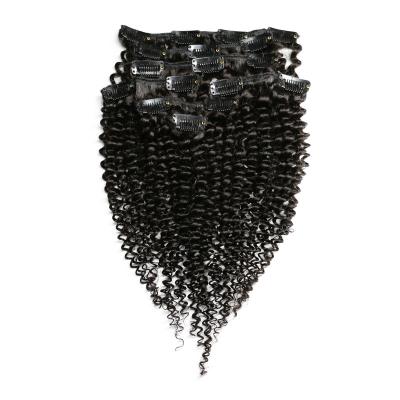 China Curly Curl 100% Clip In Hair Extensions Yaki 10a Remy Brazilian Hair Silky Straight Wave Colors >=50% ALL Clip In for sale