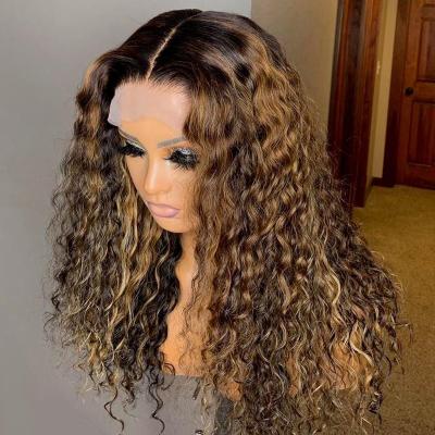 China Other Colored Ombre Highlight Lace Frontal Wigs 4*4 Highlight Lace Front Wigs 100%Human Hair Transparent Wigs For Black Women for sale