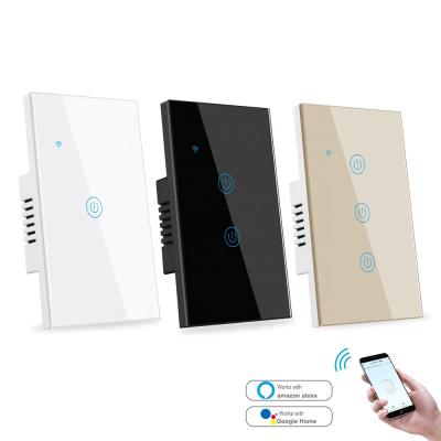 China ABS+PC 220V USA 1-4 band four colors optional wifi smart switch for home smart lamp switch not neutral for sale