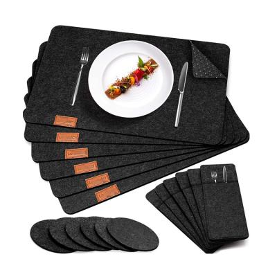 China Durable Non Slip Washable Place Mat Table Mat Felt Place Mat Set with Coasters and Cutlery Pockets for Dining for sale