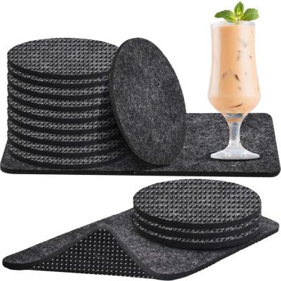 China Durable Round Coasters Anti Skid Absorbent Felt Coasters Drink Coaster With PVC Anti Slip Dot Backing for sale