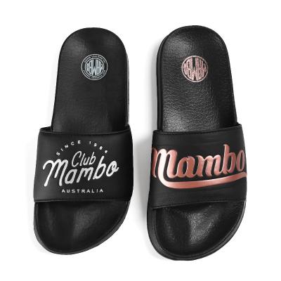 China Fashion Trend Women's Outdoor Custom Printing Women's EVA PVC Rubber Slippers Logo Pattern Unisex Black Plain Yinke Slides Slippers For Women for sale