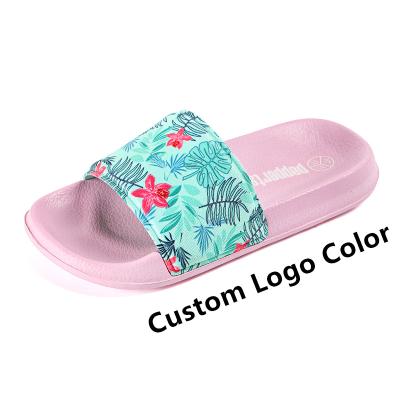 China Wholesale Custom Lightweight Logo Slides Children Boy Girl Slippers Fashion Custom Printed Kids Pink Slides Slippers for sale