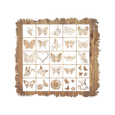 China Painting& 25pcs Butterfly Eco-friendly Plastic Drawing Stencils For Painting Template Etching Album for sale