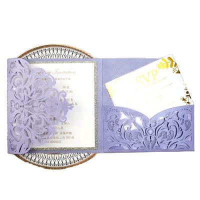 China Europe Top Quality Elegant Laser Cut Luxury Pocket Wedding Invitations for sale