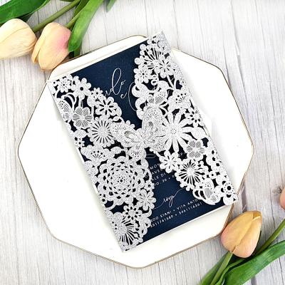 China Europe Custom Glitter Laser Cut Wedding Invitations Personalized Wedding Invitation Card for sale