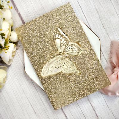 China Europe Eco-friendly Laser Cut Custom Butterfly Christmas Mail Happy Birthday Wedding Greeting Cards for sale