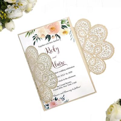 China China China Factory Elegant Personalized Christmas Laser Cut Wedding Invitation Card for sale