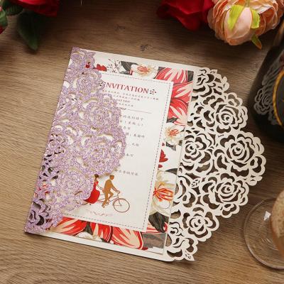 China Europe China Wedding Supplies Elegant Card Designs Laser Cut Custom Logo Thank You Party Invitation Wedding Card for sale