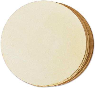 China Europe Size Multi Size Unfinished Natural Round White Wooden Discs Circle Wooden Cutouts for sale