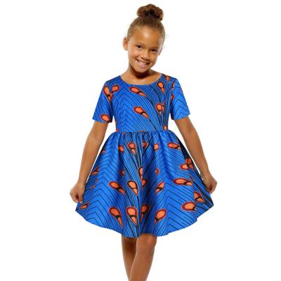 China European and American Digital Anti-static Printing Girls Zipper Short Sleeve Dress African Children's Princess Dress for sale