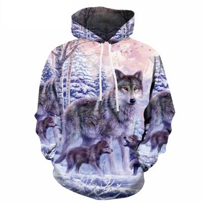 China European and American African Men's Clothing Hot Mockup Wolf 3D Hooded Sweater Hoodie Digital Printing Casual Loose Men Anti-Shrink for sale