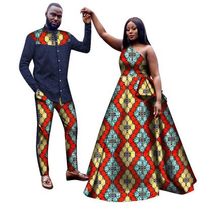 China Anti-Wrinkle African Couple Clothes Classic Nigerian Couples Outfits Traditional Men And Women Wedding Agbada Set for sale