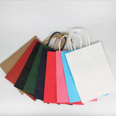 China Recycled Materials Store Ready Size Fast Delivery Gift Craft Shopping White Brown Kraft Paper Bag With Handles for sale