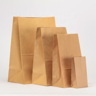 China Recycled Materials Stock Ready Size Fast Delivery Low MOQ Take Away Fast Food Kraft Paper Bag Without Handle for sale