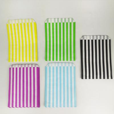 China Recycled Materials Sale Paper Candy Paper Party Bag Stripe Color Lunch Goodie Goodie Paper Bag for sale