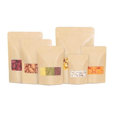 China Recycled Materials High Quality Self Supporting Zipper Bags Snacks Nuts Packaging Bags Cookies Food Kraft Plastic Paper Bags for sale