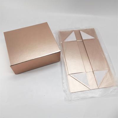 China Recyclable Custom Rose Gold Cardboard Flat Folding Paper Hair Extension Packaging Gift Box For Wedding Jewelry for sale