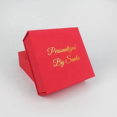 China Good quality recyclable personal custom red foldable gift box with gold stamping printing logo design for products for sale