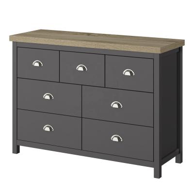 China Storage Bette Home Modern Living Room Chest of drawers Black+Wood color 7 Drawers Storage PB/MDF Drawers Cabinet for sale