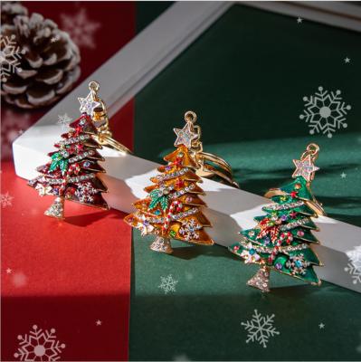 China Wholesale New Design Creative Crystal Christmas Tree Car Key Chain Pendant Key Ring for sale