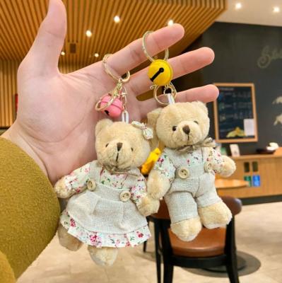 China Crystal Wholesale High Quality Korean Style Key Chain Cute Bear Accessories Plush Toy Car Key Chain for sale