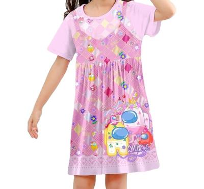 China Breathable Top Selling Short Sleeves Kid Dress Customize Cartoon Girl Fancy Dress for sale