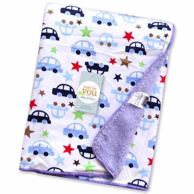 China Good Selling Portable Double Layers Fleece Infant Blanket Printed Thick And Soft Baby Wrapping Blanket for sale