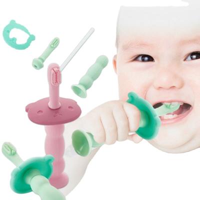 China Toy Stocking Sale High Quality Soft Baby Toothbrush Animals Shape Baby Teether Box Package Silicone BPA Free Soft Toothbrush For Baby for sale