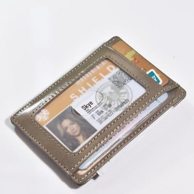 China Leather RFID Credit Card Wallet Card Holder Stand For Women Men for sale