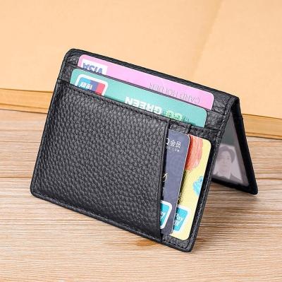 China Custom RFID Card Slim Leather Wallet RFID Business Card Business Card Wallet For Men for sale