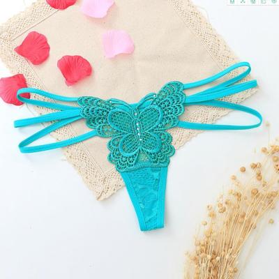 China Antibacterial Women's Sexy Underwear Butterfly Fashion Lace Thong Hollow-out Panties for sale