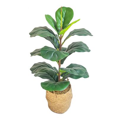 China Contemporary Artificial Harp Leaves Banyan Plants Green Plants Living Room Potted Large Indoor Bonsai Trees for sale