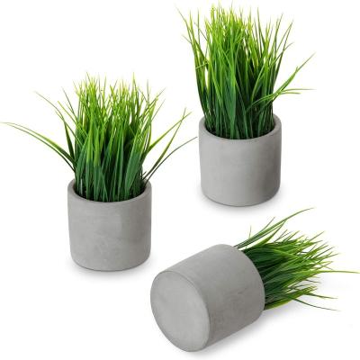 China Modern Logo Printed Dissimilarity High Quality Artificial Faux Grass Plants Cement Planter Pots for sale