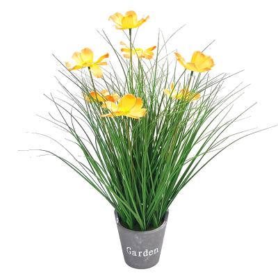 China Minimalist Artificial Fresh Grass Green Plant Grass Onion Chrysanthemum PVC Potted Garden Decoration for sale