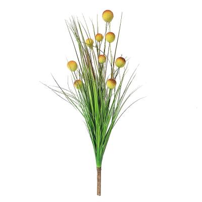 China Simulation Minimalist Floral Tubular Flower Handle Round Ball Plastic Yellow Plant Red Grass Display Living Room Decoration for sale