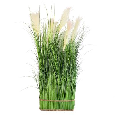 China Wholesale Minimalist Plant Tubular Grass Artificial Rectangular Green Plant Ornaments Evergreen Hotel Soft Plant for sale