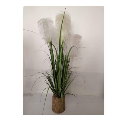 China 84cm Modern Simulated 3 Reeds, Onion Grass and Hemp Rope Woven Basin, Plant Home Decoration for sale