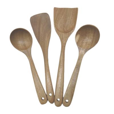 China High End Customization Sustainable 4 Piece Acacia Wood Kitchen Utensils Set For Cooking for sale