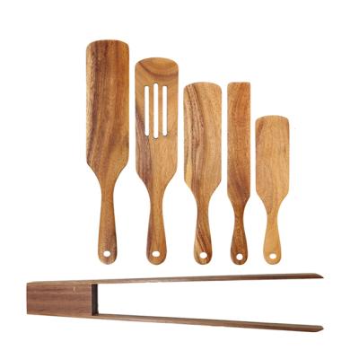 China RAYBIN Viable Custom Stocked Wooden Spurtles Set Wooden Teak Wood Spurtle Kitchen Utensils For Cooking for sale