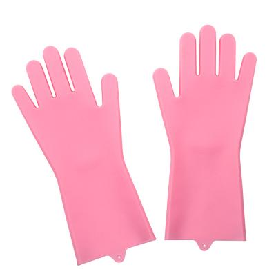 China Silicone Dishwashing Heat Resistant Magic Heat Resistant Gloves With Washing Scrubber for sale